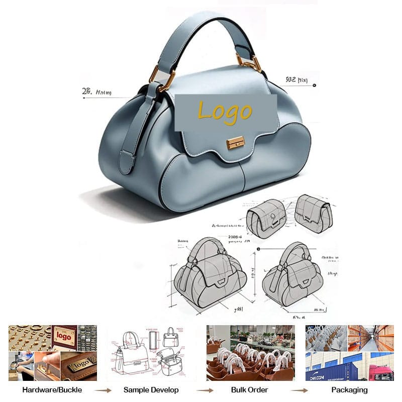 Custom Premium Leather Top Handle Bag Private Label Custom Fabrication