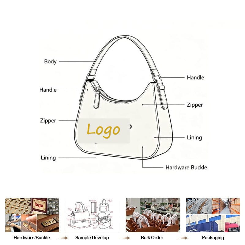 Custom Evening Genuine Leather Clutch Brand Emboss Craft Manufacturer