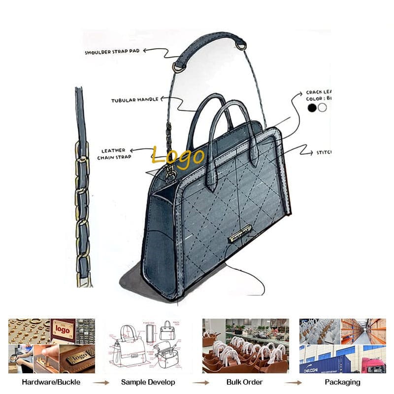 Custom Soft Grain Boston Leather Bag Custom Material OEM Manufacturer