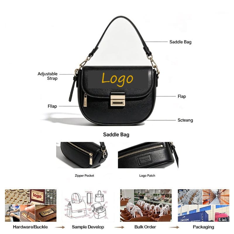 Custom Retro Full Grain Saddle Bag Genuine Leather ODM Producer