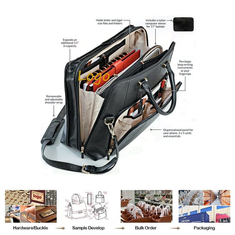 Custom Reinforced Leather Laptop Bag ODM Custom Leather Fabrication