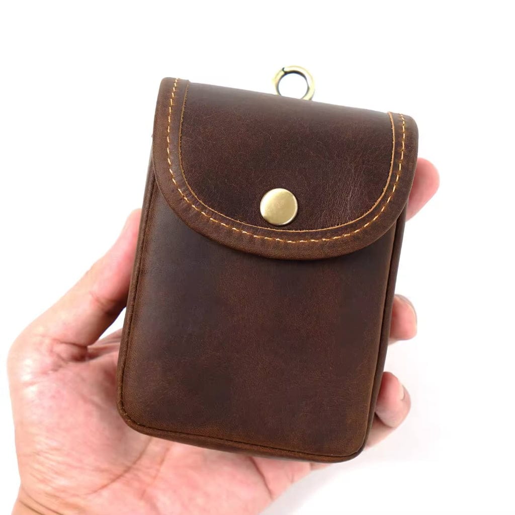 Elegant Compact Genuine Leather Coin Pouch Personalized Mini Coin Purse with Button Fashionable & Portable for Everyday Use