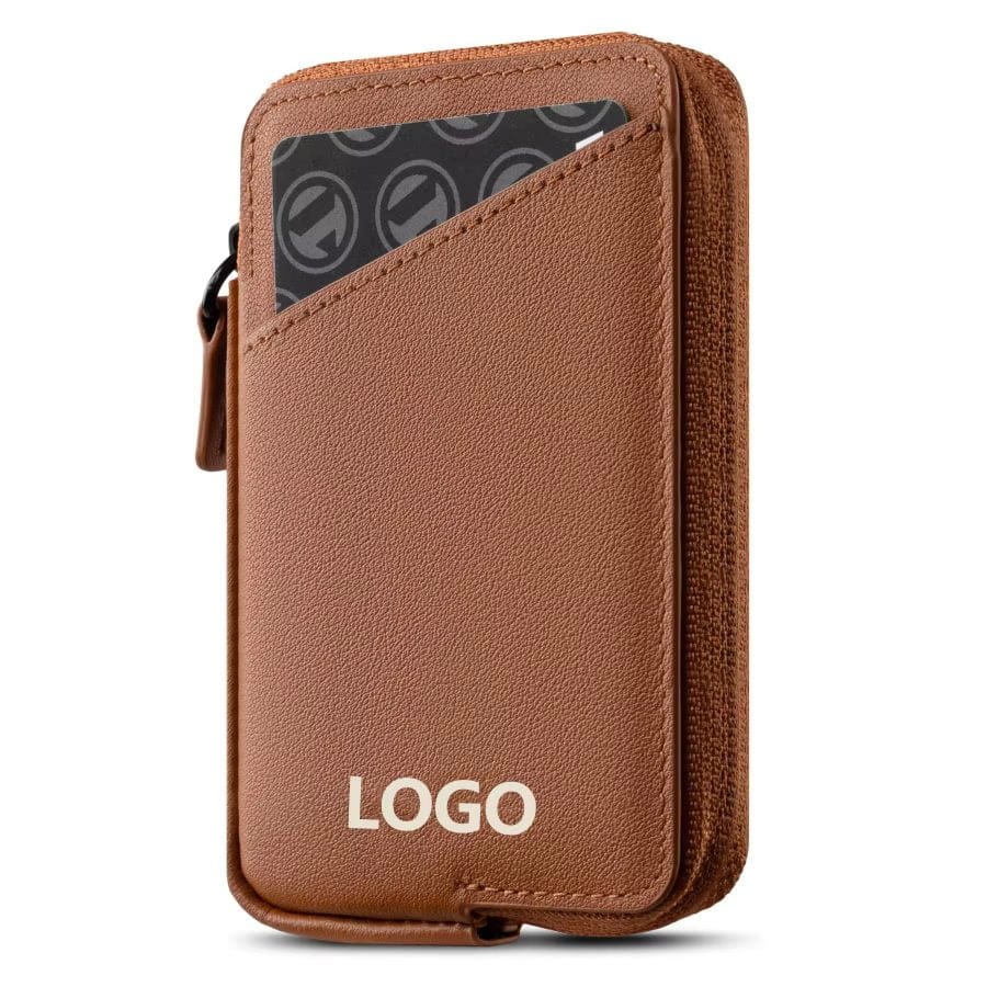 High Quality Full Grain Real Leather ID Card Credit Card Wallet with Zipper Coin Pocket Small Coin Pocket Purse for Men