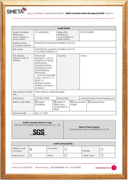 SMETA Audit Certificate