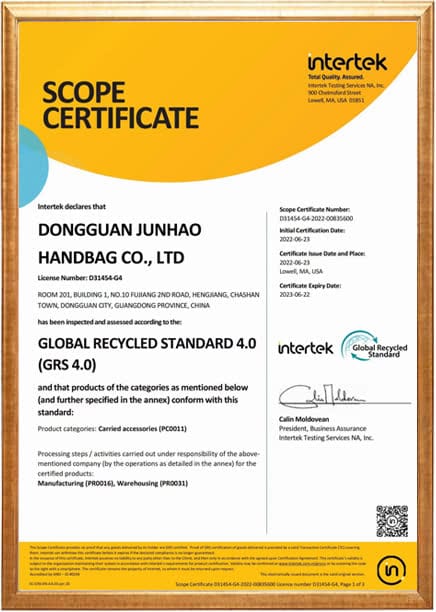 GRS Scope Certificate