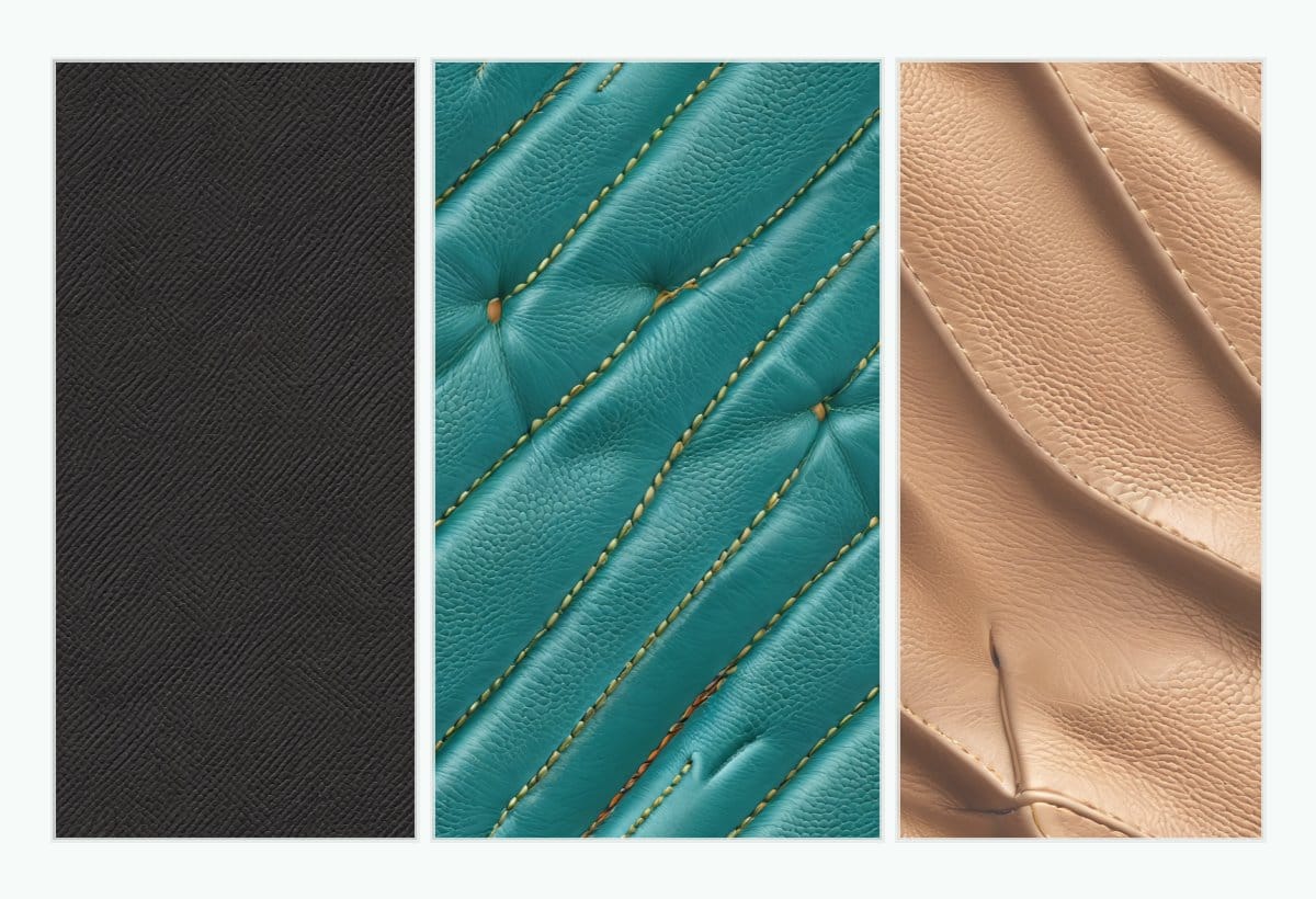 Black teal beige leather swatches