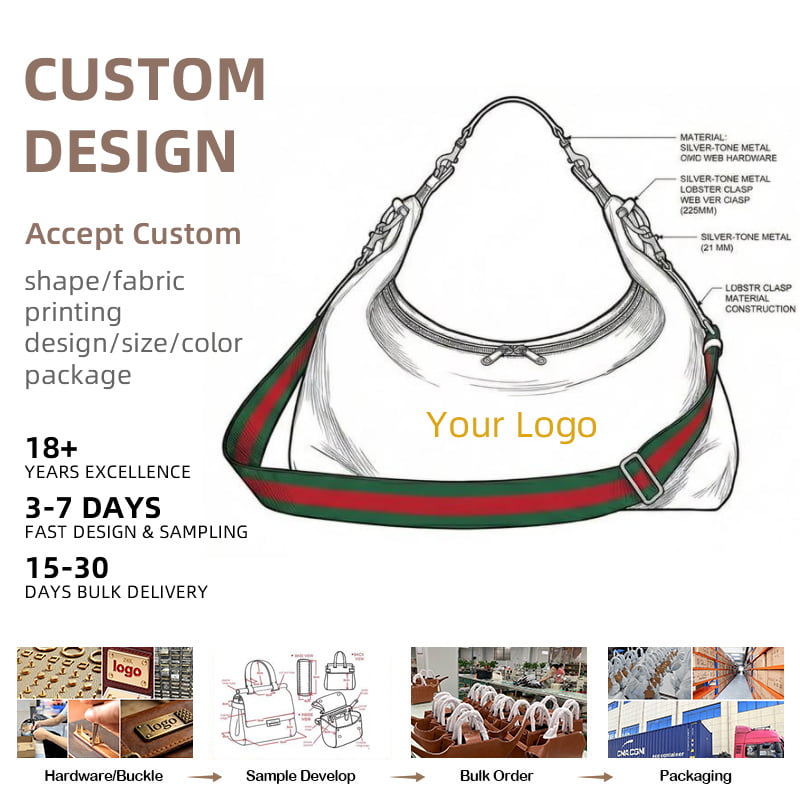 Soft Genuine Leather Hobo Bag Private Label Custom Handbags