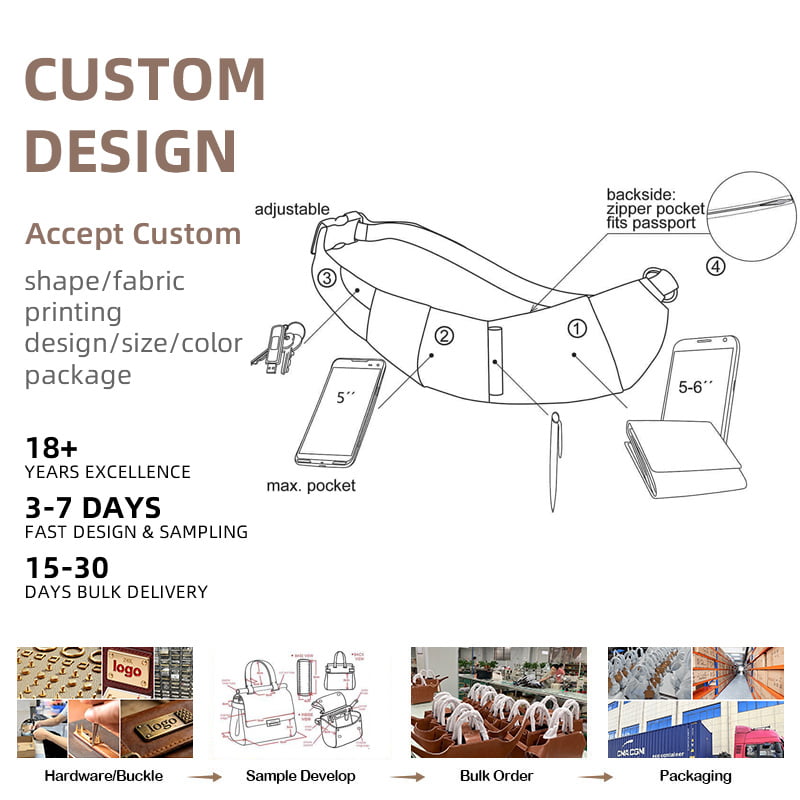 Casual Leather Waist Bag Direct Factory Custom Handbags