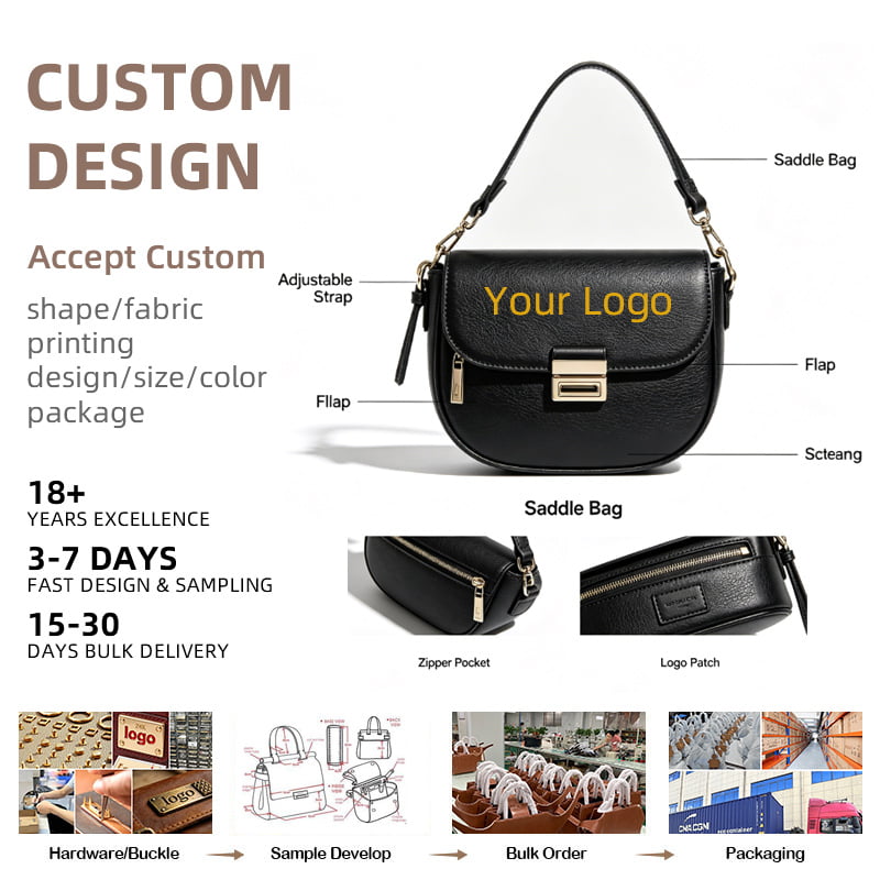 Retro Full Grain Saddle Bag Custom Handbag ODM Solutions