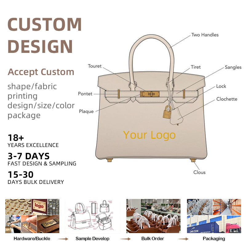 Thick Grain Leather Tote Bag Custom Handbag OEM & Private Label