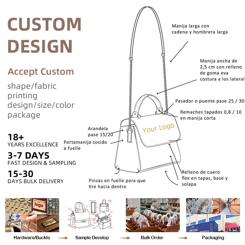 Daily Leather Messenger Bag Private Label Custom Handbag Factory