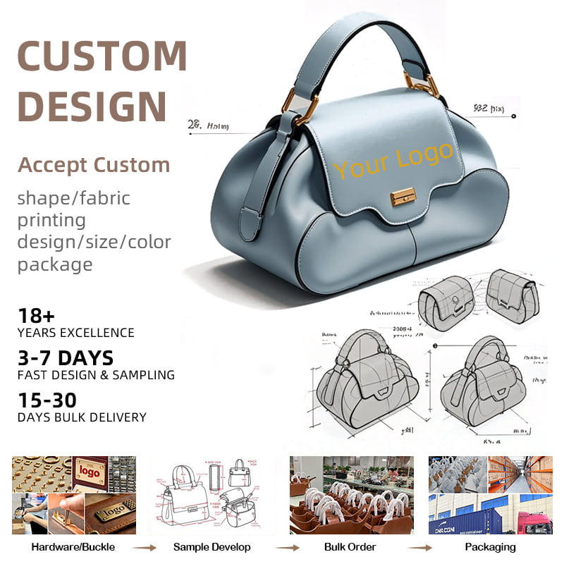 Premium Leather Top Handle Bag Private Label Custom Handbag
