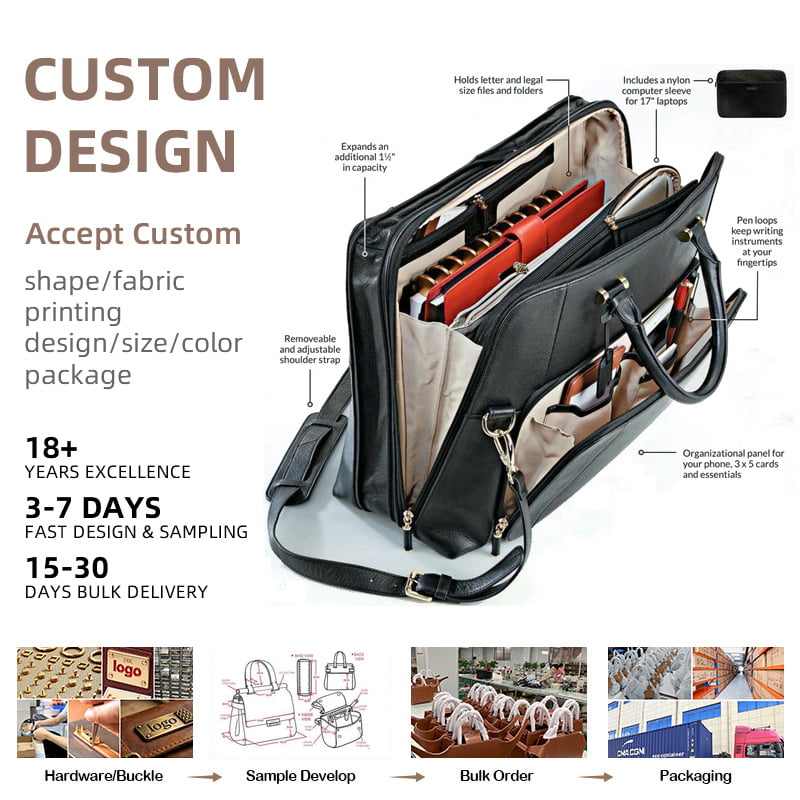 Reinforced Leather Laptop Bag Custom Handbag Fabrication
