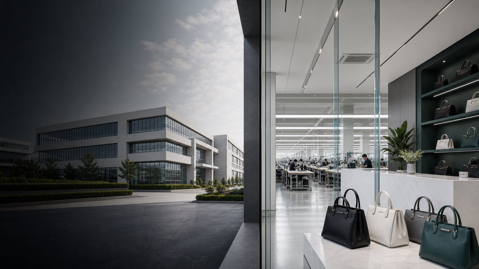 Virtual cool-tone handbag factory hero image